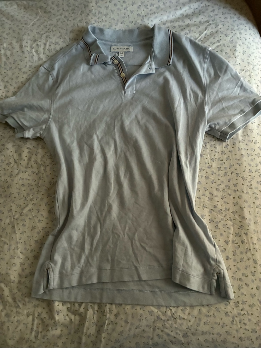 Banana Republic Pale Blue Polo with Striped Placket